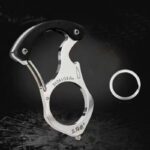 Carabiner Gadgets Brass Knuckles Tactical Survival Rings Multi-Functional Self Defense Tool EDC Keychain Protector Bottle Opener - immagine 3