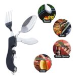 Foldable Tableware Knife Spoon Fork Camping Knife Fork Spoon Combination Tableware Outdoor Portable Multifunctional - immagine 3