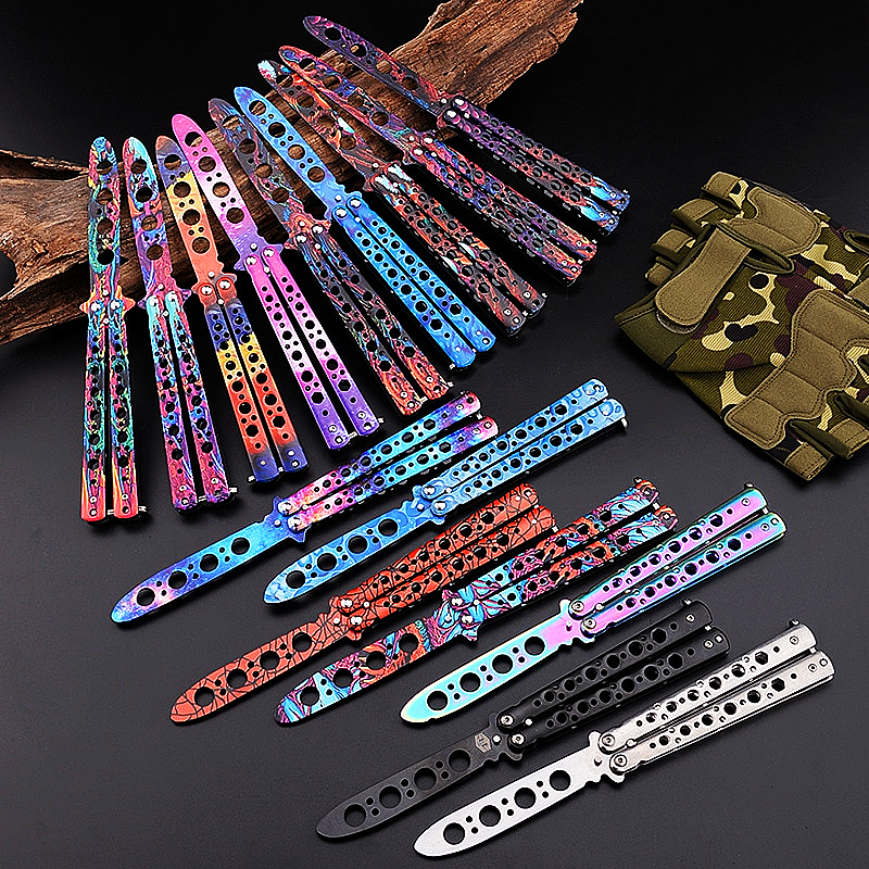 Hot-Portable-Folding-Butterfly-Knife-CSGO-Balisong-Trainer-Stainless-Steel-Pocket-Practice-Knife-Tra.webp csgo training butterfly knife,Trainer Folding Practice Games Balisong - immagine 1