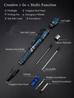 NEW 7-In-1 Outdoor EDC Multi-Function Self Defense Tactical Pen With Emergency Led Light Whistle Glass Breaker Outdoor Survival - immagine 4