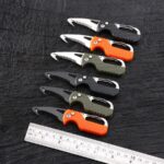 Outdoor Camping Portable Folding Knife Multifunctional Serrated Hook Knife Stainless Keychain Survival Cutter Tool Box Opener - immagine 2