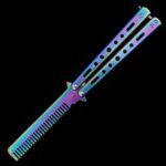 Butterfly knife comb，Folding Trainer Balisong hair comb practice knives - immagine 5
