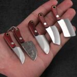 Portable Keychain Pocket Knife Stainless Steel Camping Small Mini EDC Knife Peeler Fixed Blade Wood Handle Kitchen Multi Knives - immagine 2