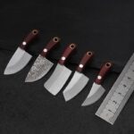 Portable Keychain Pocket Knife Stainless Steel Camping Small Mini EDC Knife Peeler Fixed Blade Wood Handle Kitchen Multi Knives - immagine 4
