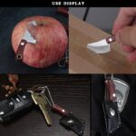 Portable Keychain Pocket Knife Stainless Steel Camping Small Mini EDC Knife Peeler Fixed Blade Wood Handle Kitchen Multi Knives - immagine 5