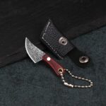Portable Keychain Pocket Knife Stainless Steel Camping Small Mini EDC Knife Peeler Fixed Blade Wood Handle Kitchen Multi Knives - immagine 6