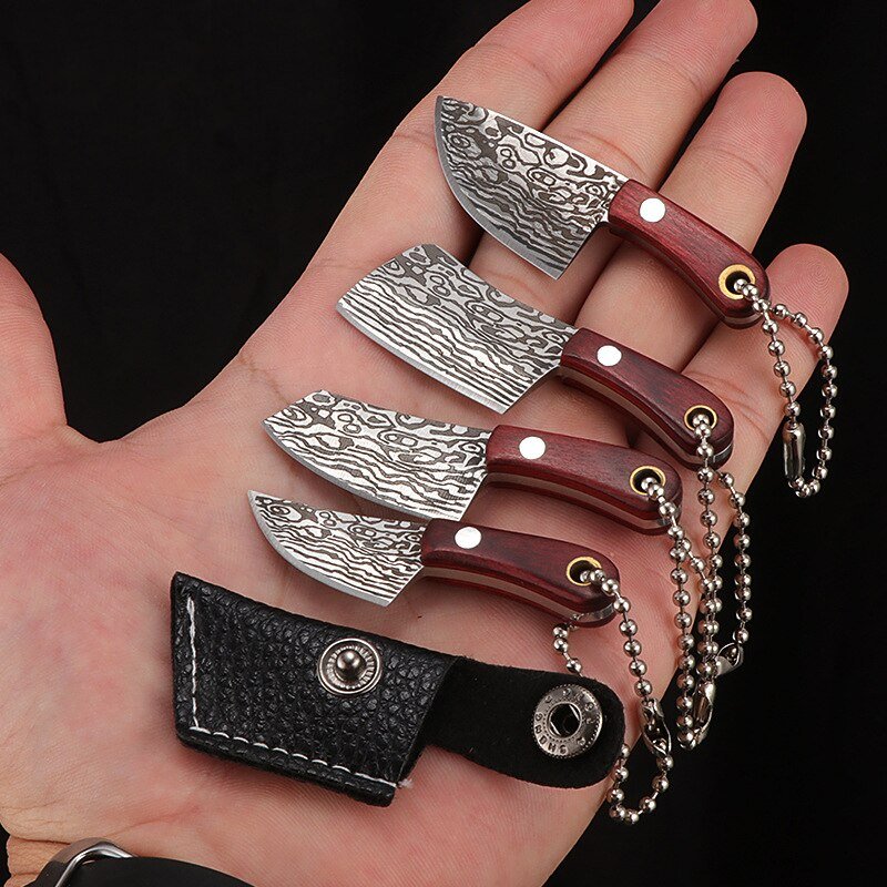 Portable-Keychain-Pocket-Knife-Stainless-Steel-Camping-Small-Mini-EDC-Knife-Peeler-Fixed-Blade-Wood-Handle.jpg Portable Keychain Pocket Knife Stainless Steel Camping Small Mini EDC Knife Peeler Fixed Blade Wood Handle Kitchen Multi Knives - immagine 1