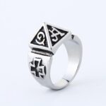 Punk Retro Self Defense Pyramid Ring Titanium Steel Personal Safety Outdoor Survival Men Women Protection Jewelry Fight EDC Tool - immagine 6