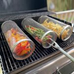 Rolling Grilling Basket Barbecue Cooking Grill Grate Portable Round Outdoor Camping Barbecue Rack Cookware Kitchen Tool - immagine 2