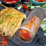 Rolling Grilling Basket Barbecue Cooking Grill Grate Portable Round Outdoor Camping Barbecue Rack Cookware Kitchen Tool - immagine 4