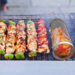 Rolling Grilling Basket Barbecue Cooking Grill Grate Portable Round Outdoor Camping Barbecue Rack Cookware Kitchen Tool - immagine 5