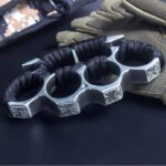 Self-defense wolf Brass knuckles finger jab vehicle mounted escape device ring ring thickened hand brace fist buckle - 3 - immagine 6