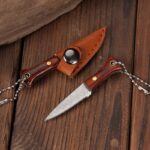 Small Kitchen Knife Mini Keychain Unboxing Stainless Steel Pocket Knife With Leather Case Portable Outdoor Hanging Cutting Tool - immagine 2