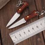 Small Kitchen Knife Mini Keychain Unboxing Stainless Steel Pocket Knife With Leather Case Portable Outdoor Hanging Cutting Tool - immagine 5