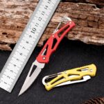 Stainless Steel Blade Shaped Knife Outdoor Camping Self Defense Emergency Survival Knife Tool Folding Portable Key Knife - immagine 3