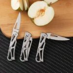Stainless Steel Blade Shaped Knife Outdoor Camping Self Defense Emergency Survival Knife Tool Folding Portable Key Knife - immagine 6