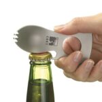 Stainless Steel Outdoor Multi Function EDC Spoon Fork Hex Wrench Bottle Opener Carabiner Camping Picnic Tableware Tactical Spork - immagine 2