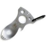 Stainless Steel Outdoor Multi Function EDC Spoon Fork Hex Wrench Bottle Opener Carabiner Camping Picnic Tableware Tactical Spork - immagine 3