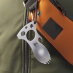 Stainless Steel Outdoor Multi Function EDC Spoon Fork Hex Wrench Bottle Opener Carabiner Camping Picnic Tableware Tactical Spork - immagine 4