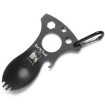 Stainless Steel Outdoor Multi Function EDC Spoon Fork Hex Wrench Bottle Opener Carabiner Camping Picnic Tableware Tactical Spork - immagine 5