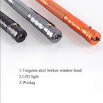 T-7 Double Tungsten Steel Head Tactical Defense Pen Glass Breaker EDC Tactical Survival Pens Multifunction LED Lighting Pen - immagine 2
