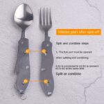 CAMPING  knife spoon fork combo, 4 In 1 Foldable Stainless Steel Bottle Opener, Folding Pocket Kits Outdoor Tableware TOOLS - immagine 5